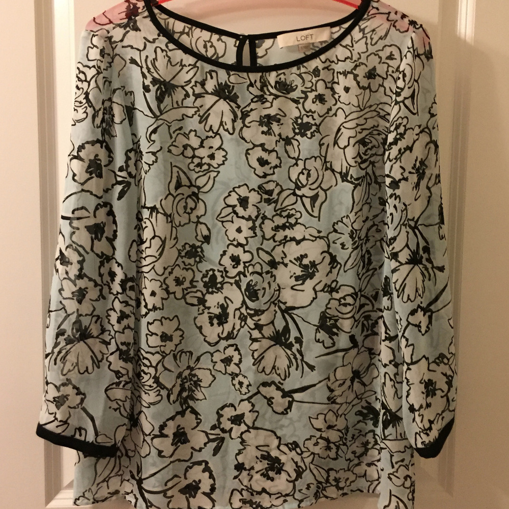 Ann Taylor Loft Sheer Floral Top